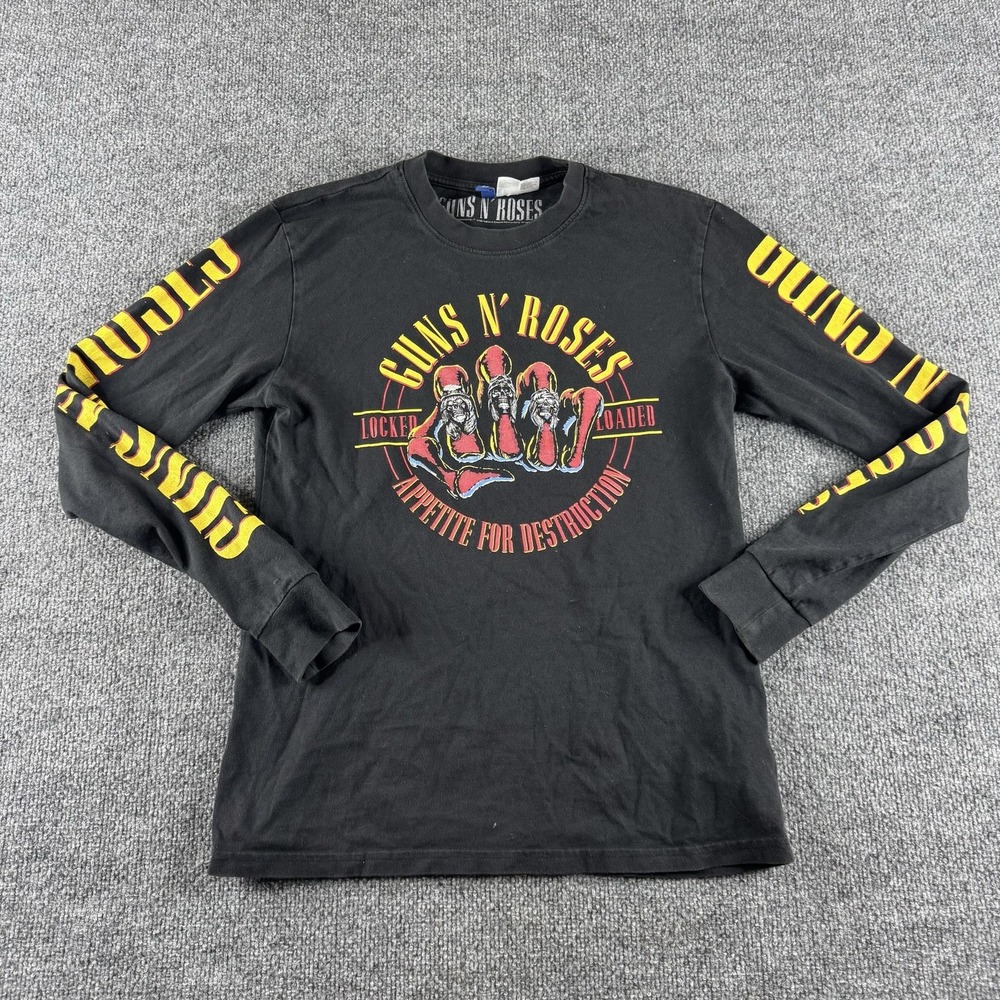 Guns N' Roses Band Shirt Mens S Black Long Sleeve Appetite For Destruction Tee